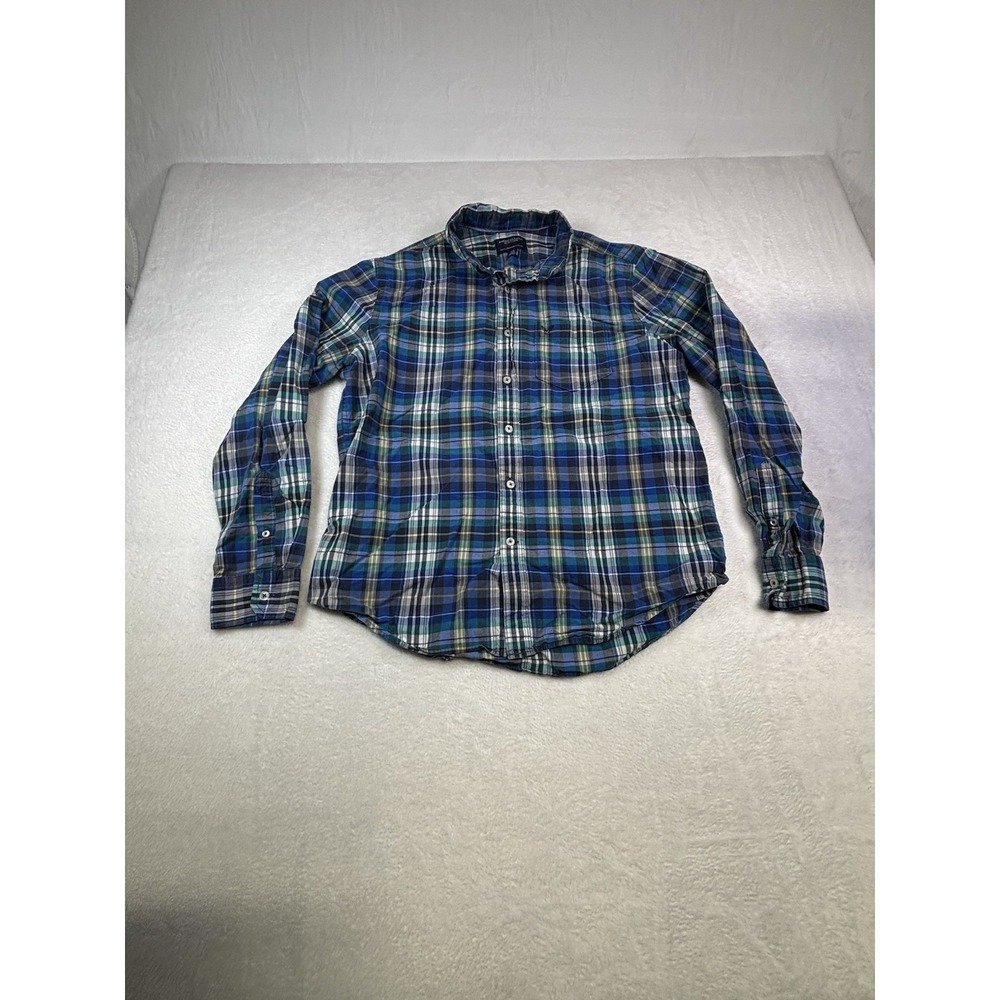 Vintage American Eagle Outfitters Mens Flannel 80s Sz Large Blue Checker Shirt